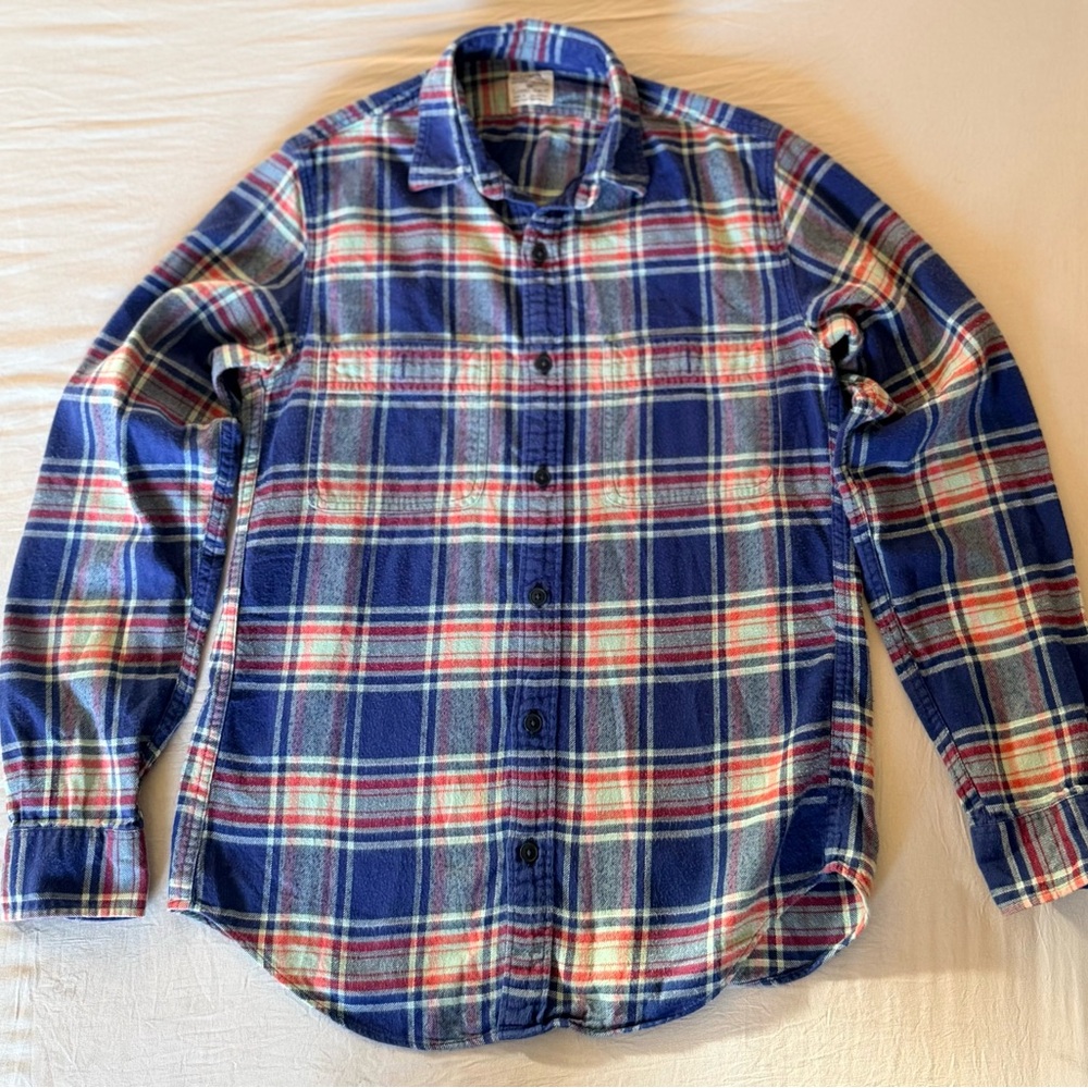 J. Crew Navy and Red Plaid Casual Shirt